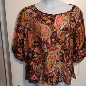 Ralph Lauren Silk Paisley Print Blouse. Sz. XL